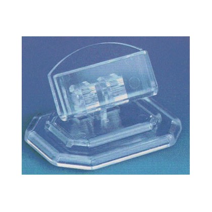 Supports étiquettes à poser - Socle PVC cristal inclinable