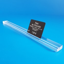 Réglette plexi à 1 rainure - TRANSPARENT - ht 8 x lg 20 mm  - Prix du Mètre: