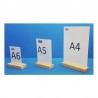 5 Supports plexi - sur socle bois - vertical droit à poser - 2 faces