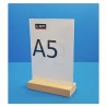 5 Supports plexi - sur socle bois - vertical droit à poser - 2 faces