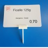 25 Piques prix PVC blanc 2 positions - ht 55 mm