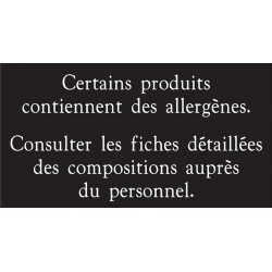 Pancarte d'information "Allergènes" - 123 128AG
