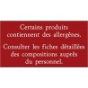 Pancarte d'information Allergènes - 123 128AG