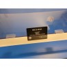 5 Porte-étiquettes fond blanc avec rail et 4 clips pince tablette verre - ht 31.5 x lg 1000 mm
