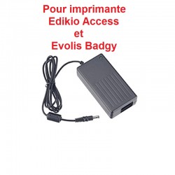 Bloc secteur d'alimentation pour imprimante Edikio ACCESS et Evolis Bagdy
