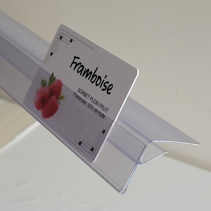 Profil monobloc porte-étiquettes pince tablette verre - ht 26 x lg 1000 mm